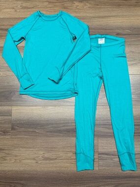 Iksplor Youth Merino Wool Baselayer Set in Teal Green Size 12
